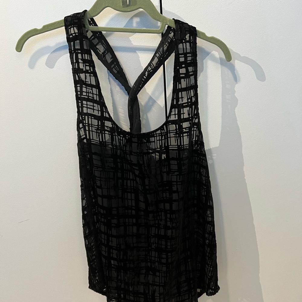 Black silk and velvet tank blouse